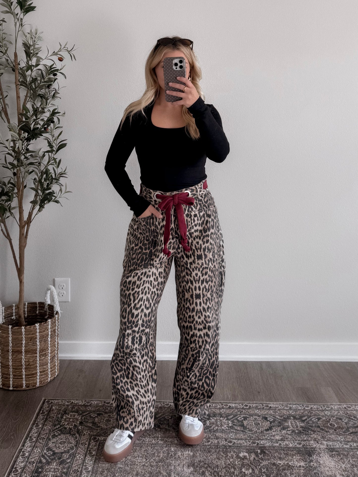 Wild Rogue Leopard High Rise Barrel Jean
