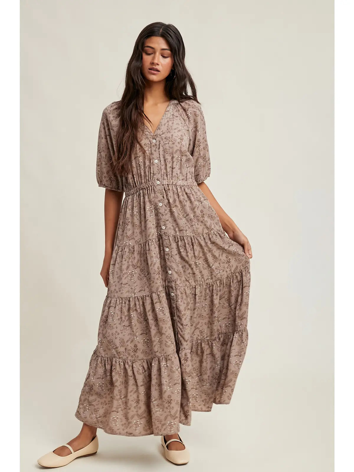 Rosewood Floral Midi Dress