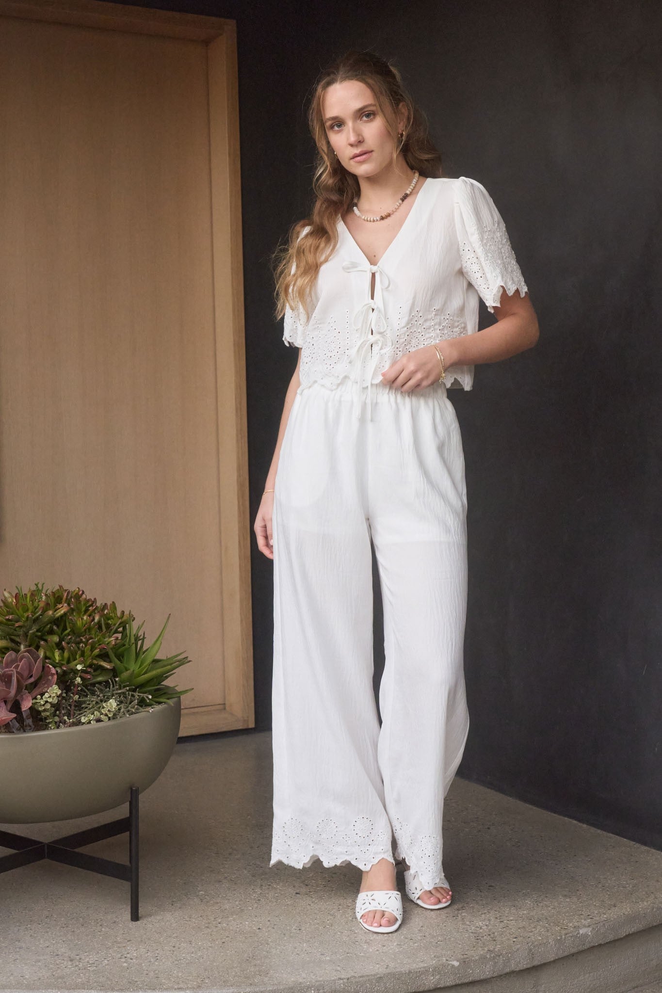 White Eyelet Pant Set (Final Sale)