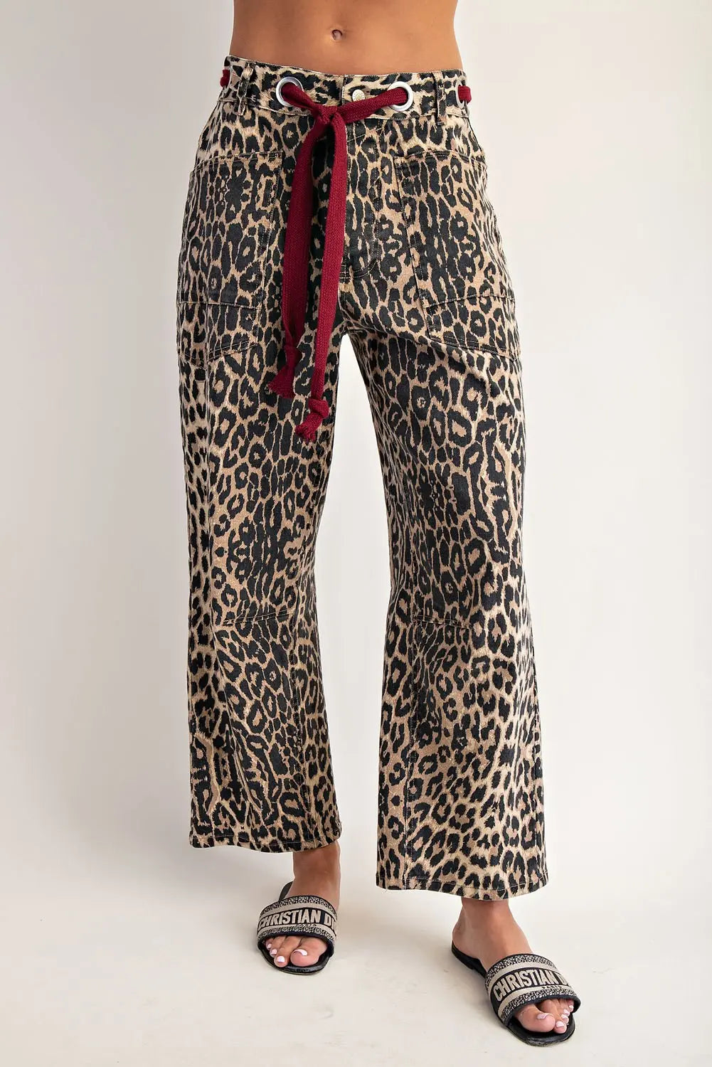 Wild Rogue Leopard High Rise Barrel Jean