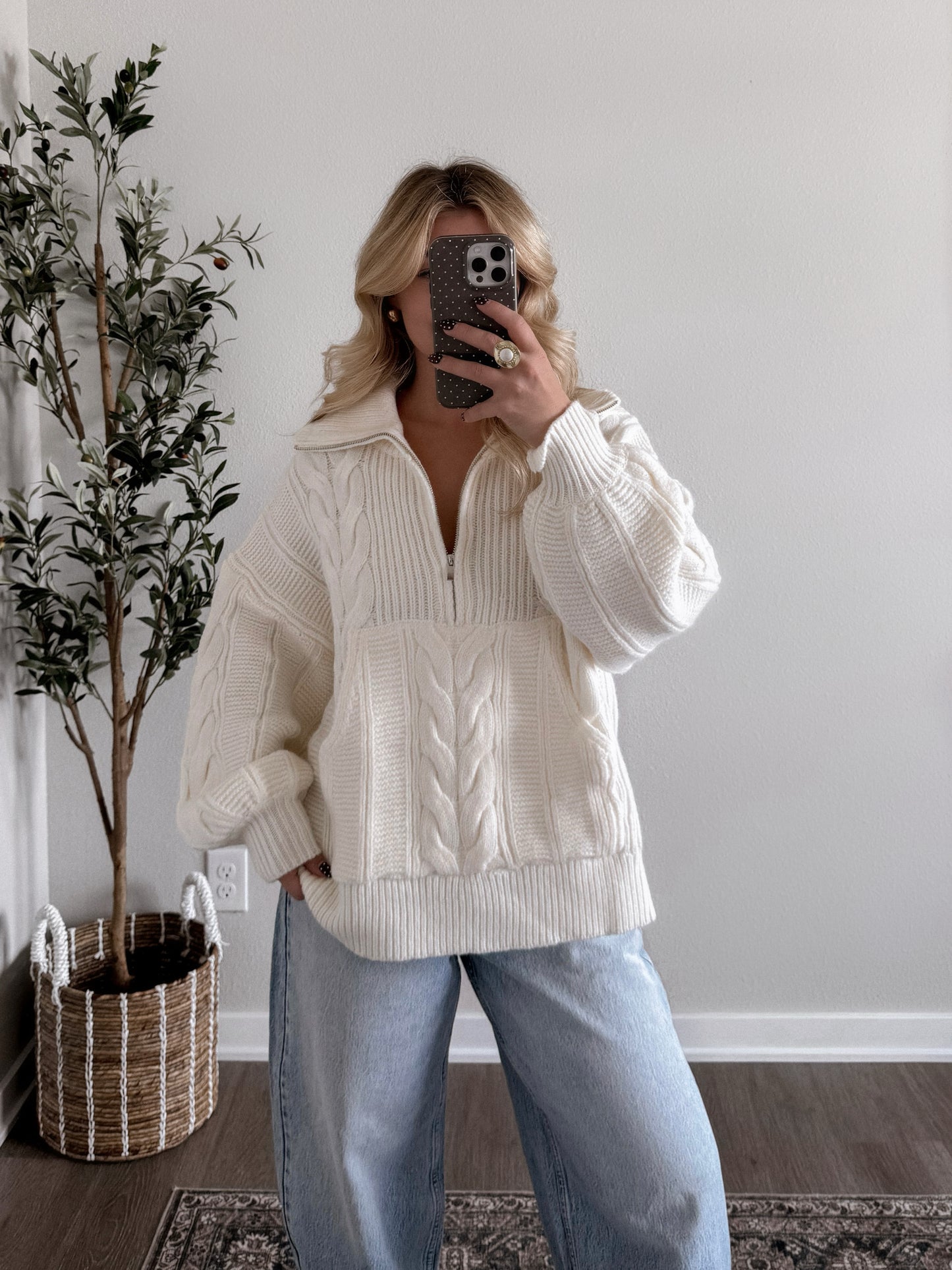 Vanilla Bean Half-Zip Pullover Sweater