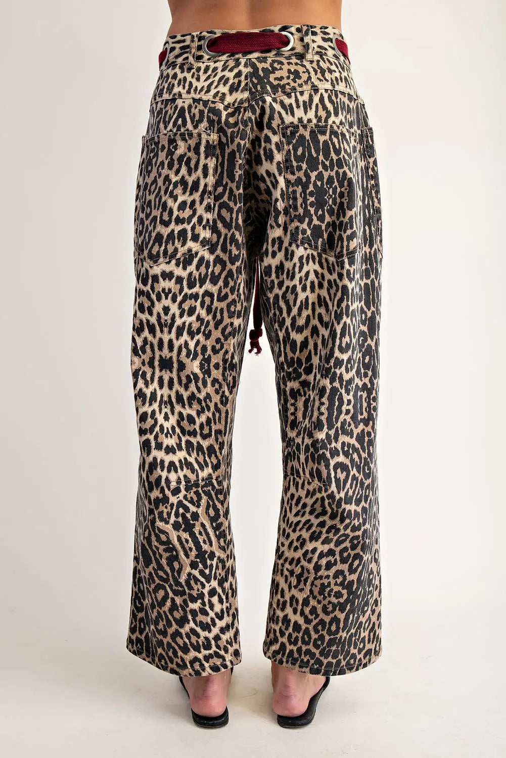 Wild Rogue Leopard High Rise Barrel Jean