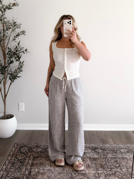 Bare Basic Button Tank / Cream