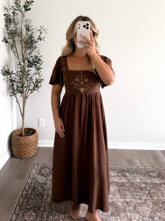 Woodland Embroidered Midi Dress