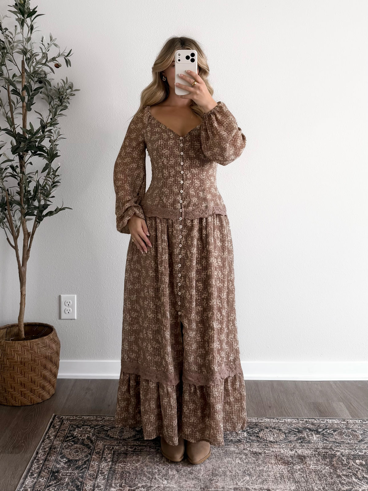 Maple Chai Floral Maxi Dress
