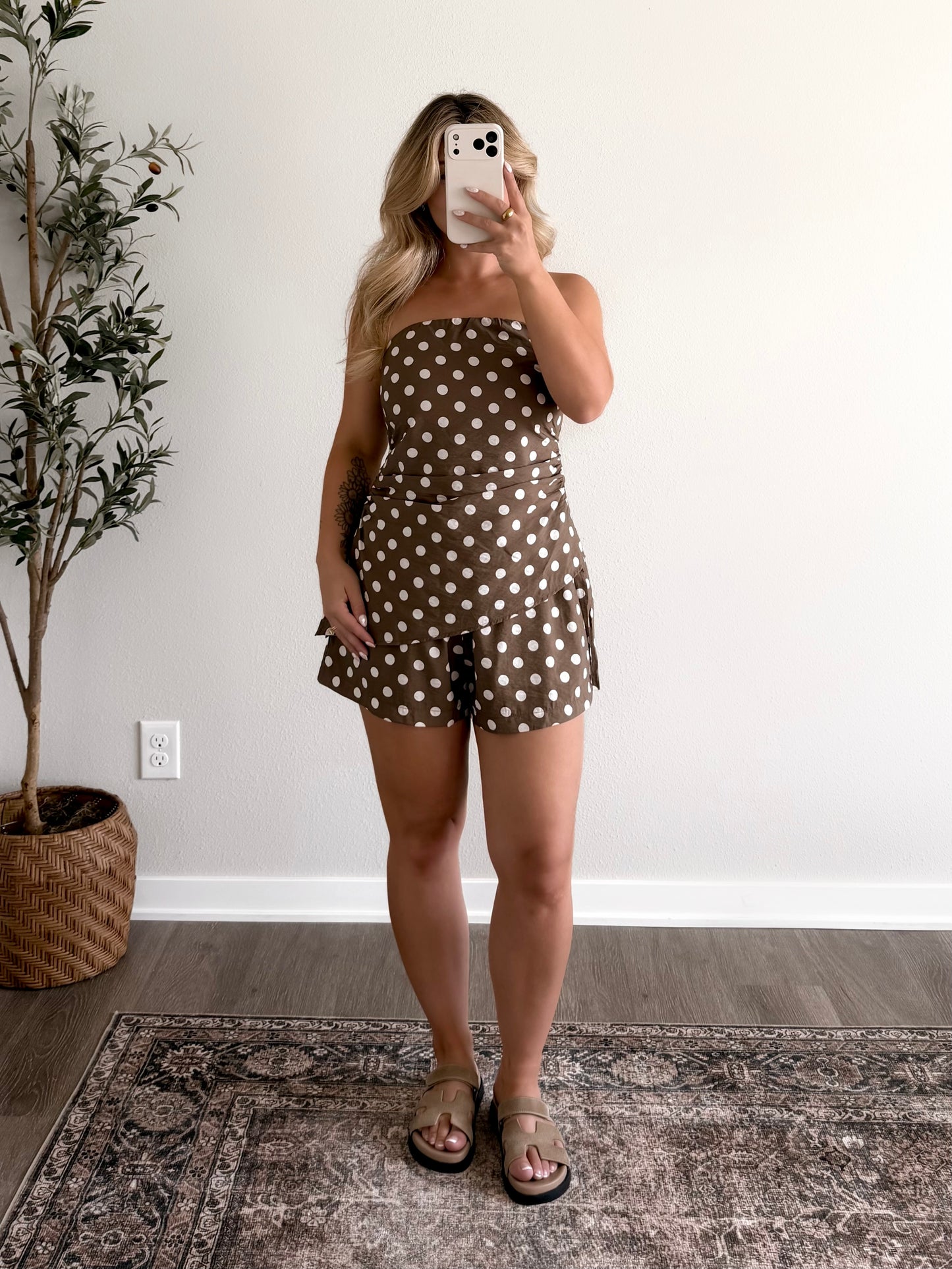 Classy Dot Strapless Short Set