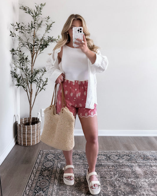 American Pie Gingham Shorts / Red Final Sale