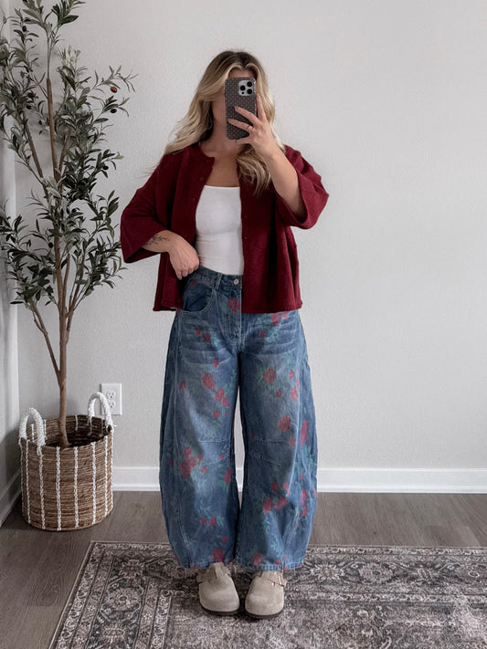 Vintage Rose Barrel Jean