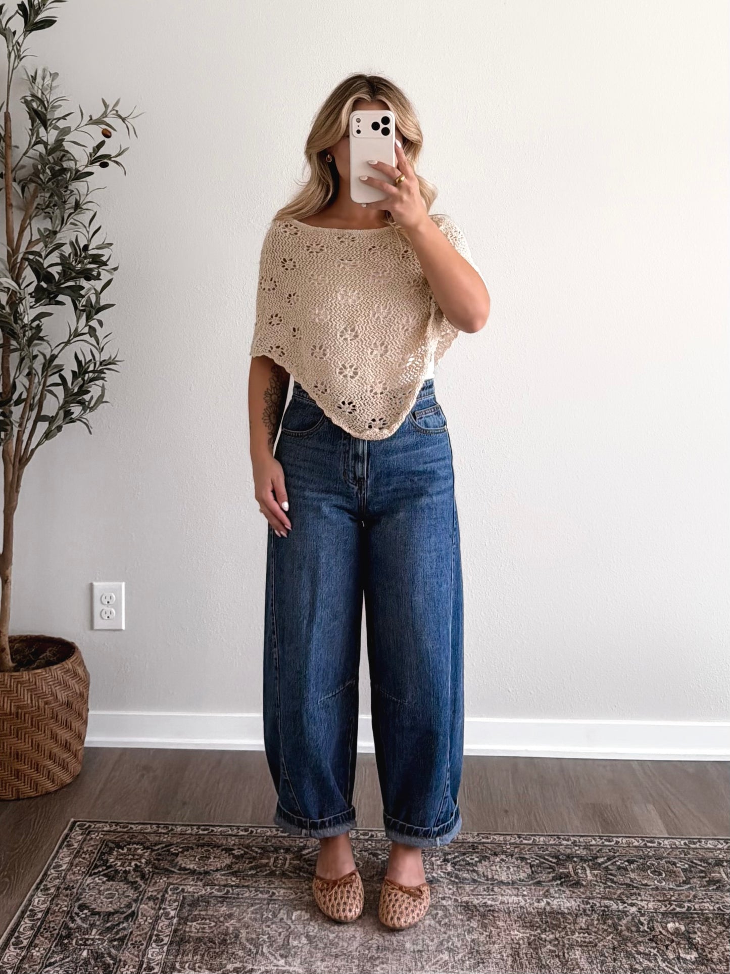Soft Spoken Knit Poncho Top / Natural