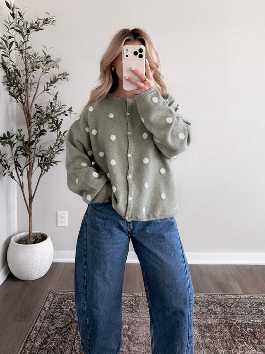 Soft Dot Button Knit Sweater