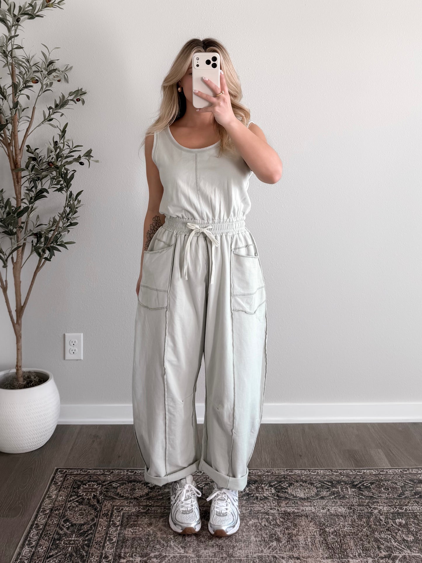 Weekend Barrel Jumpsuit / Sage