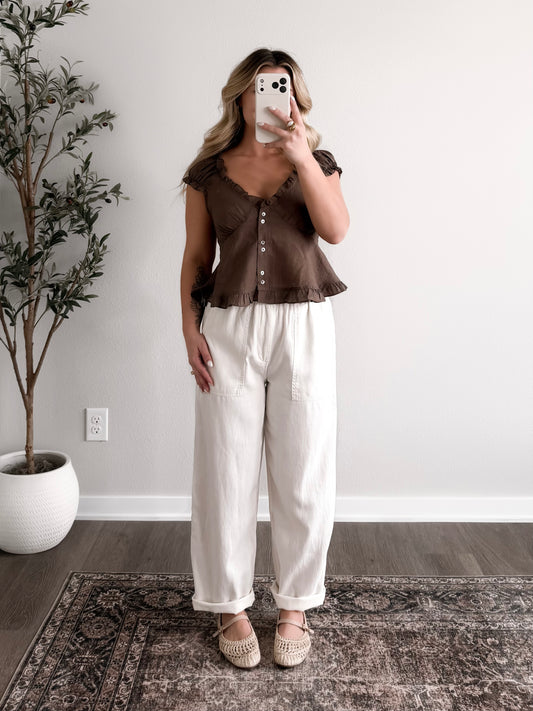 Willow Ruffle Peplum Top / Olive