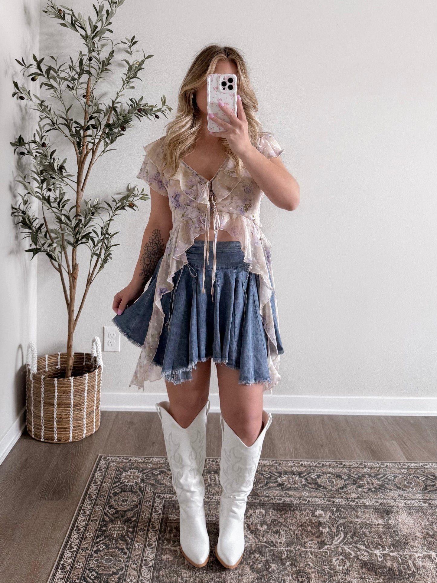 Britt Woven Denim Skirt