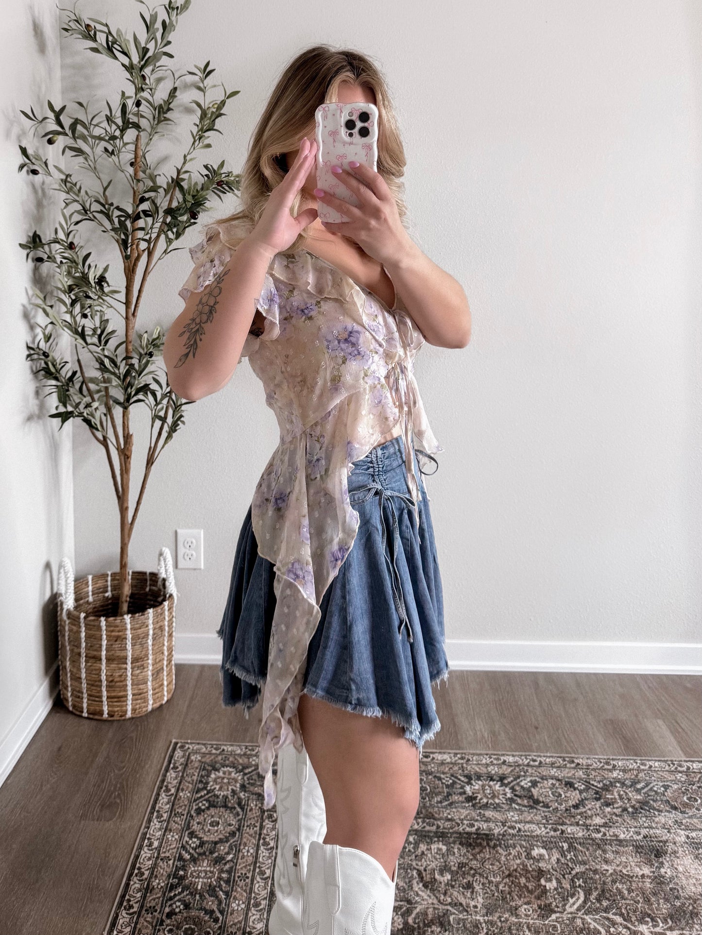 Britt Woven Denim Skirt
