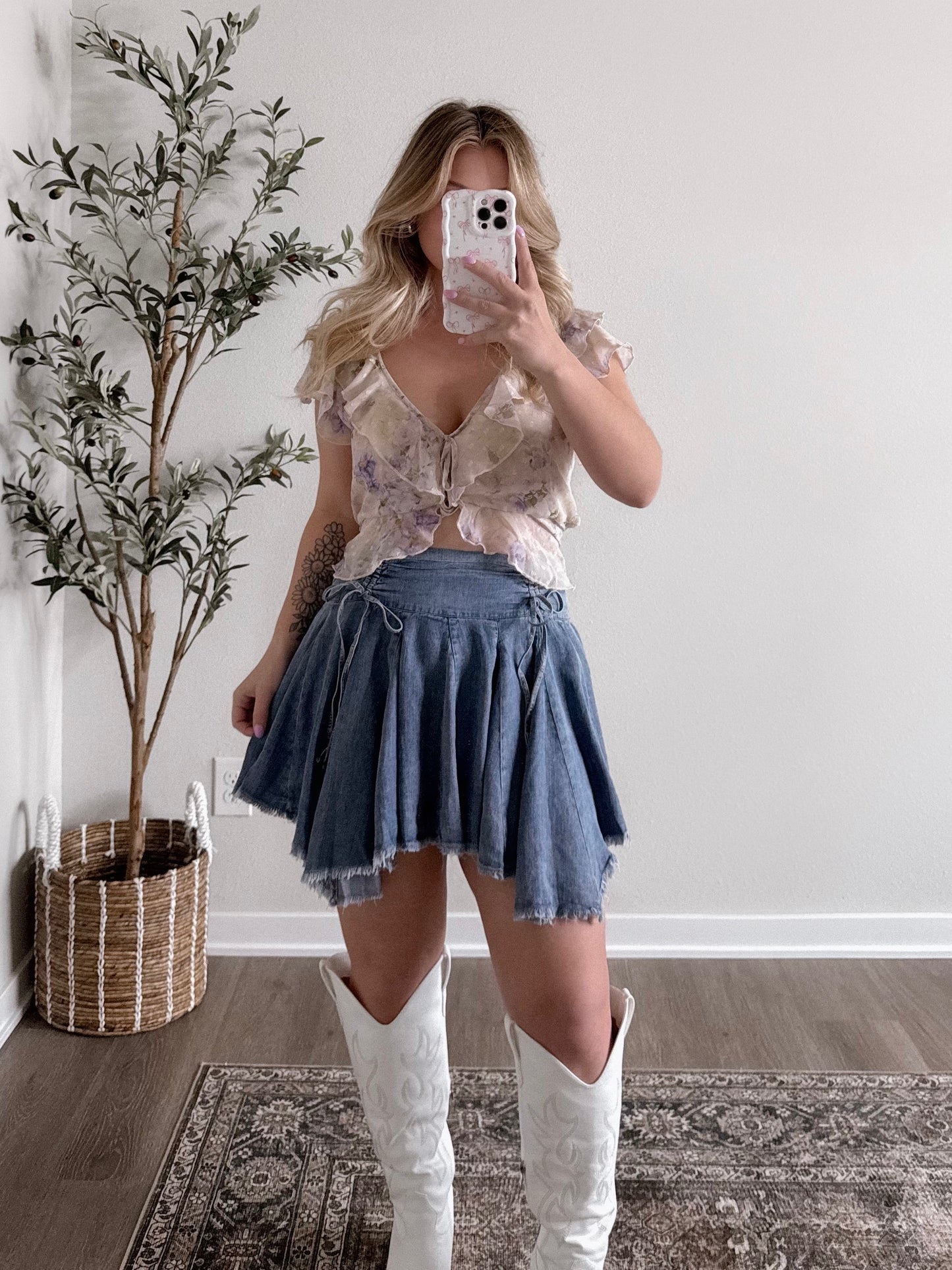 Britt Woven Denim Skirt