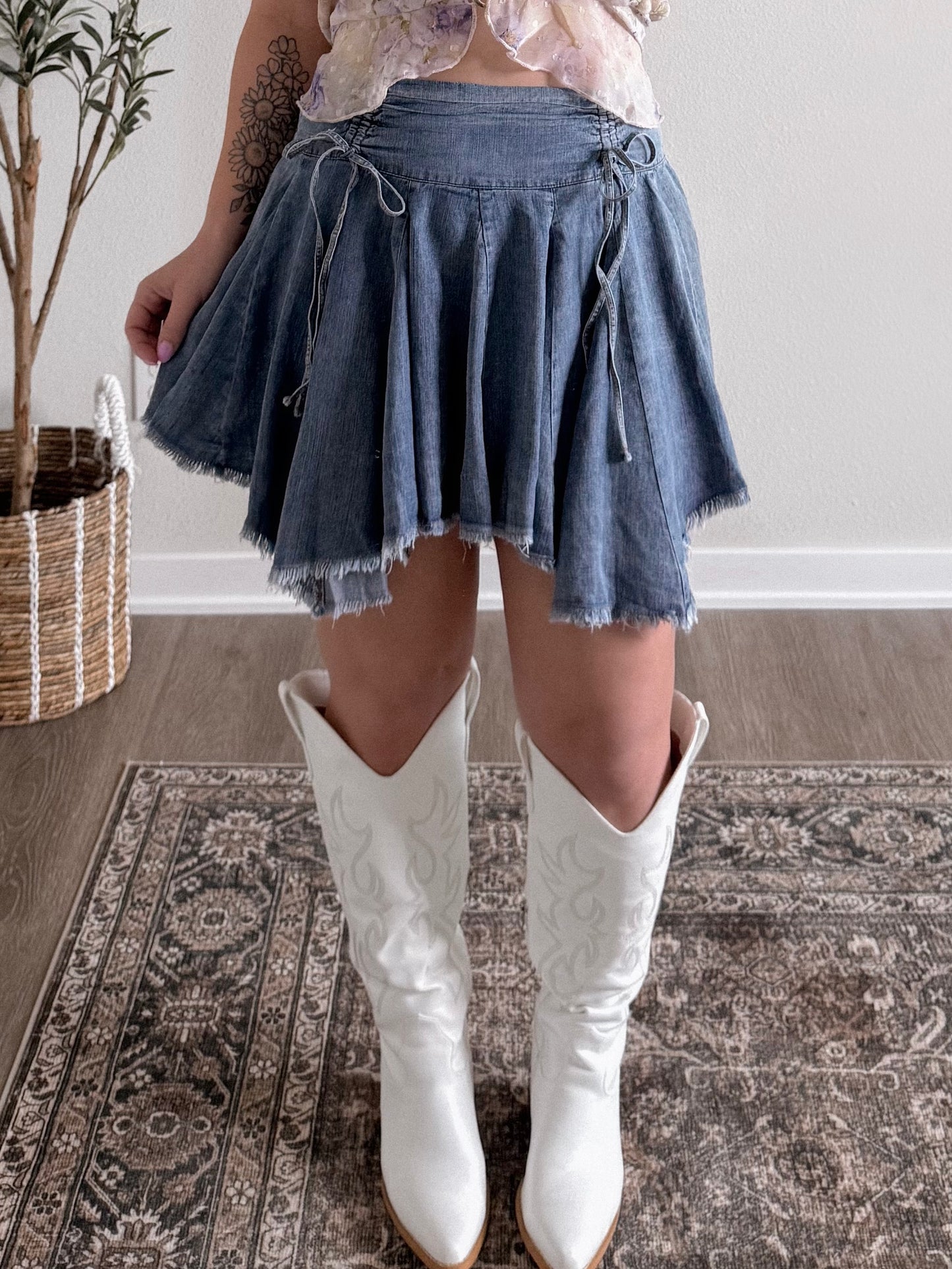 Britt Woven Denim Skirt