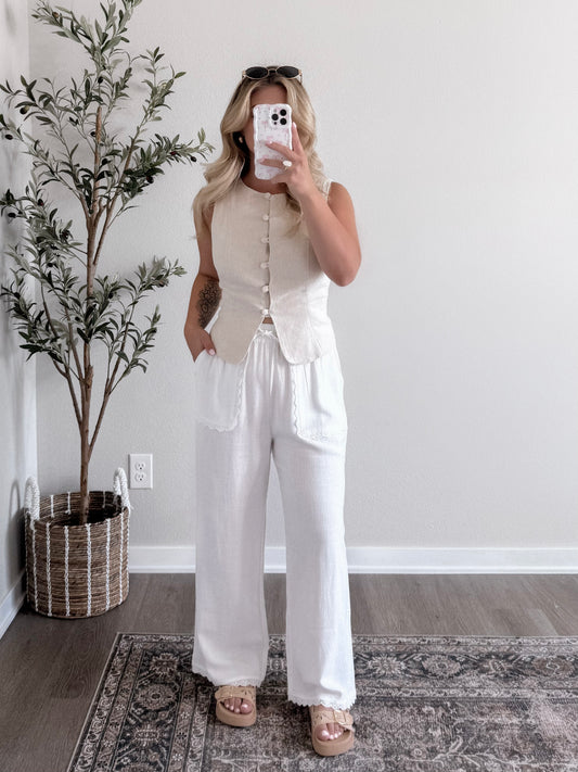 Lana Linen Wide Leg Pant Final Sale