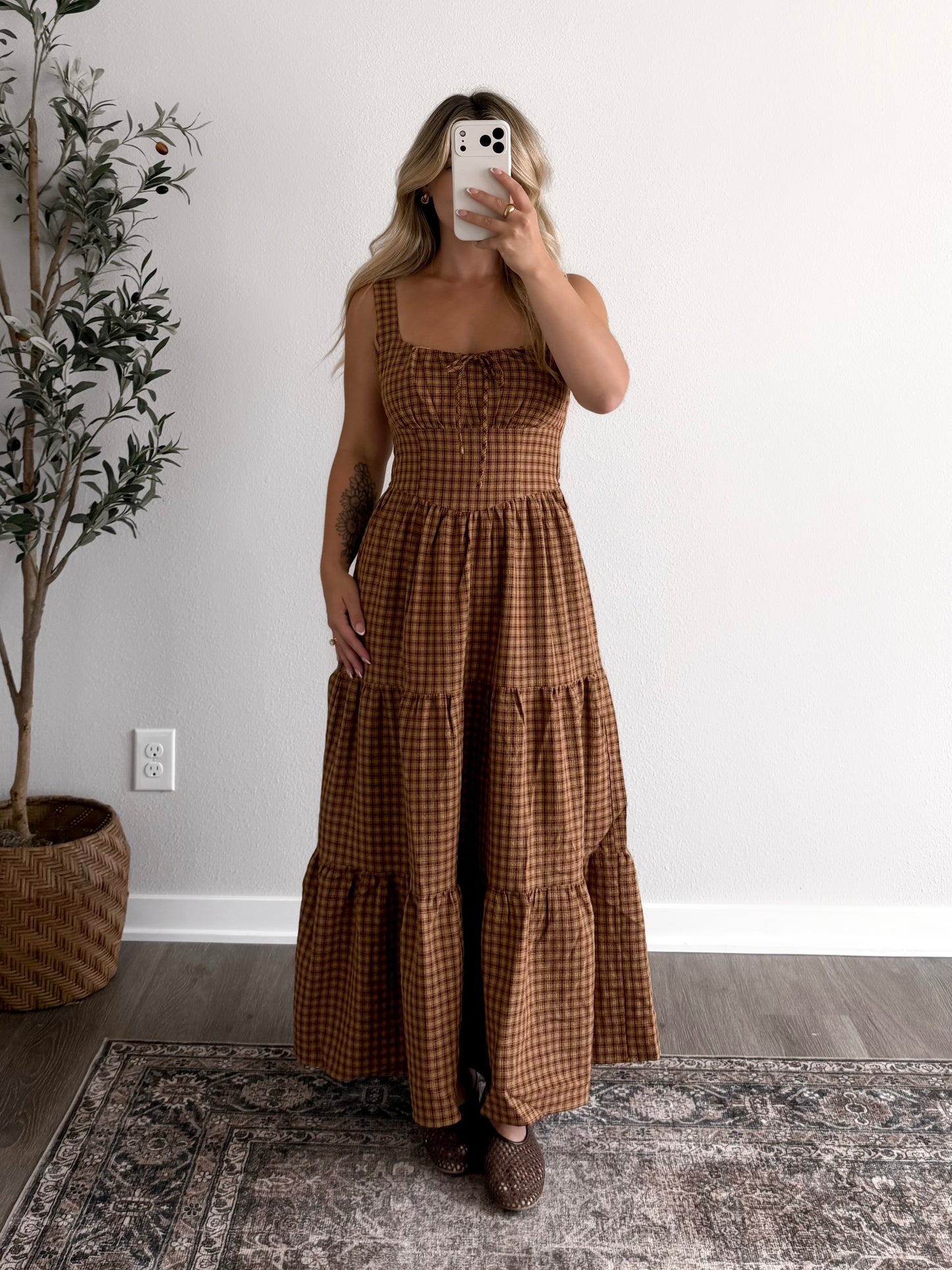 Ashford Gingham Midi Dress / Maple