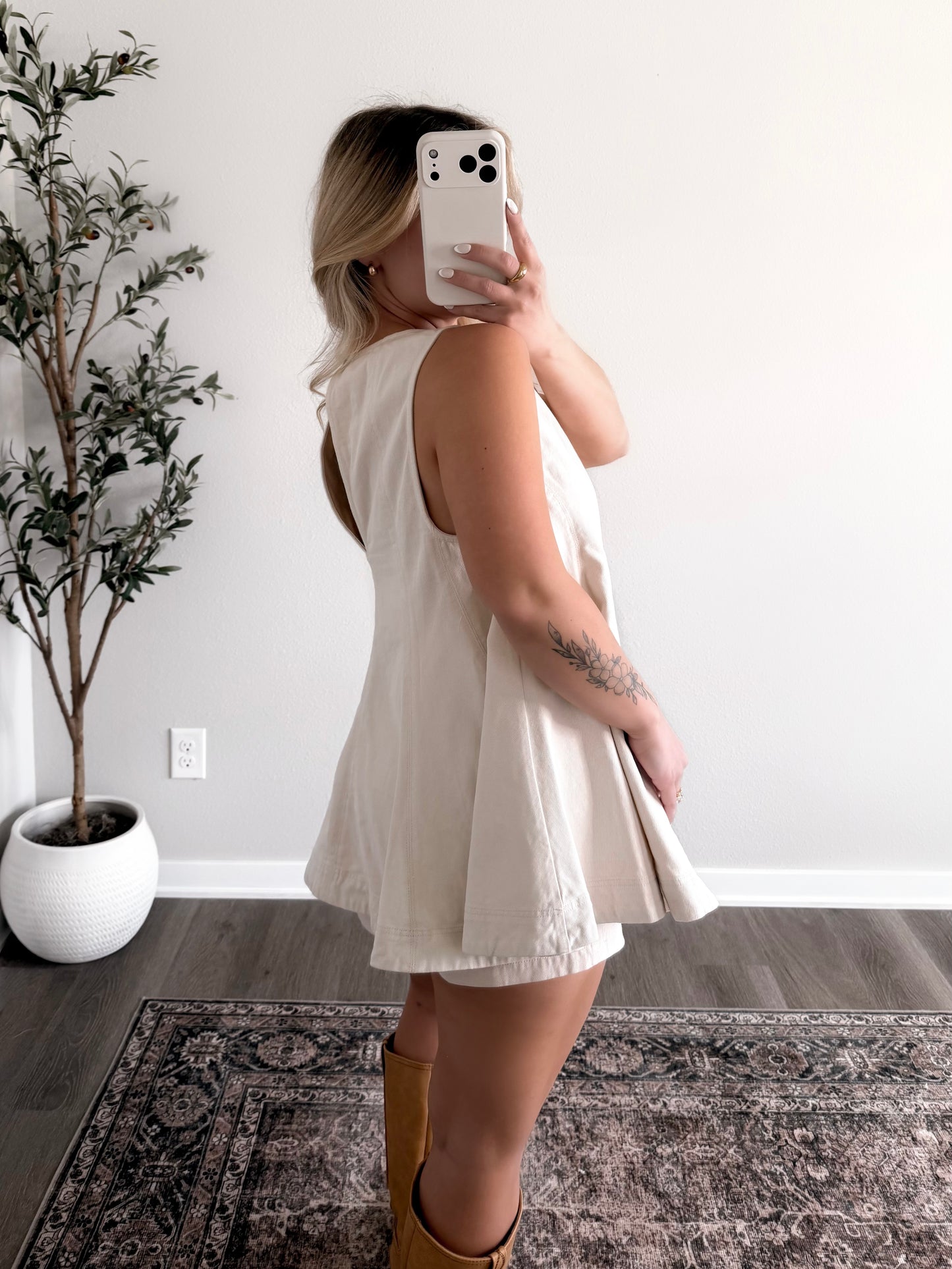 Short Story Denim Set / Cream