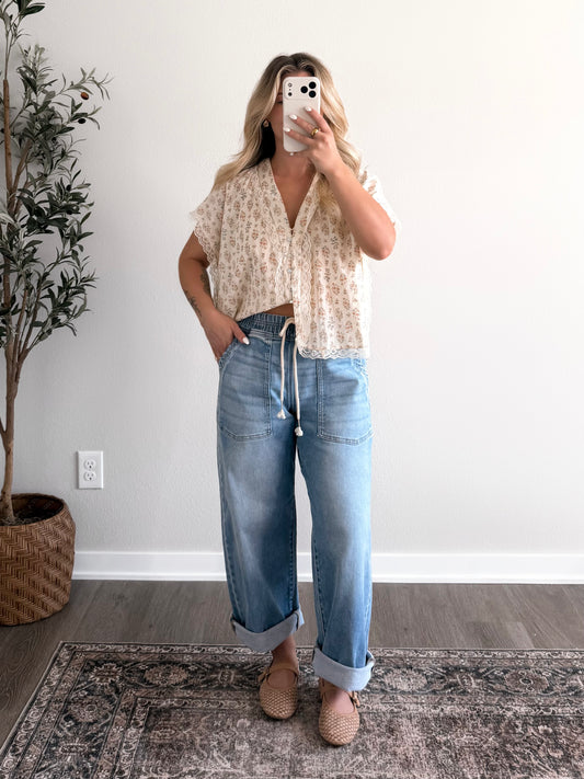 Poppy Lace Cotton Top / Floral