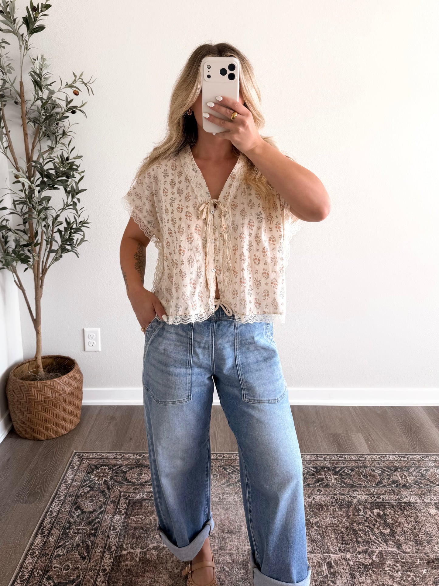 Poppy Lace Cotton Top / Floral