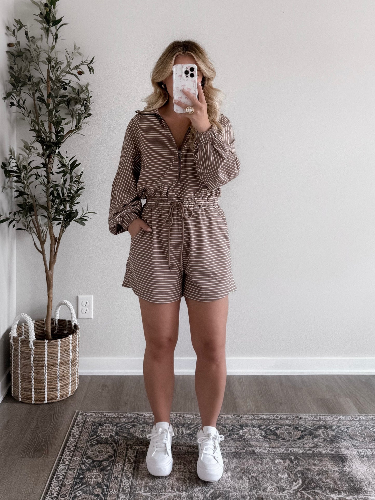 Morning Mocha's Striped Romper