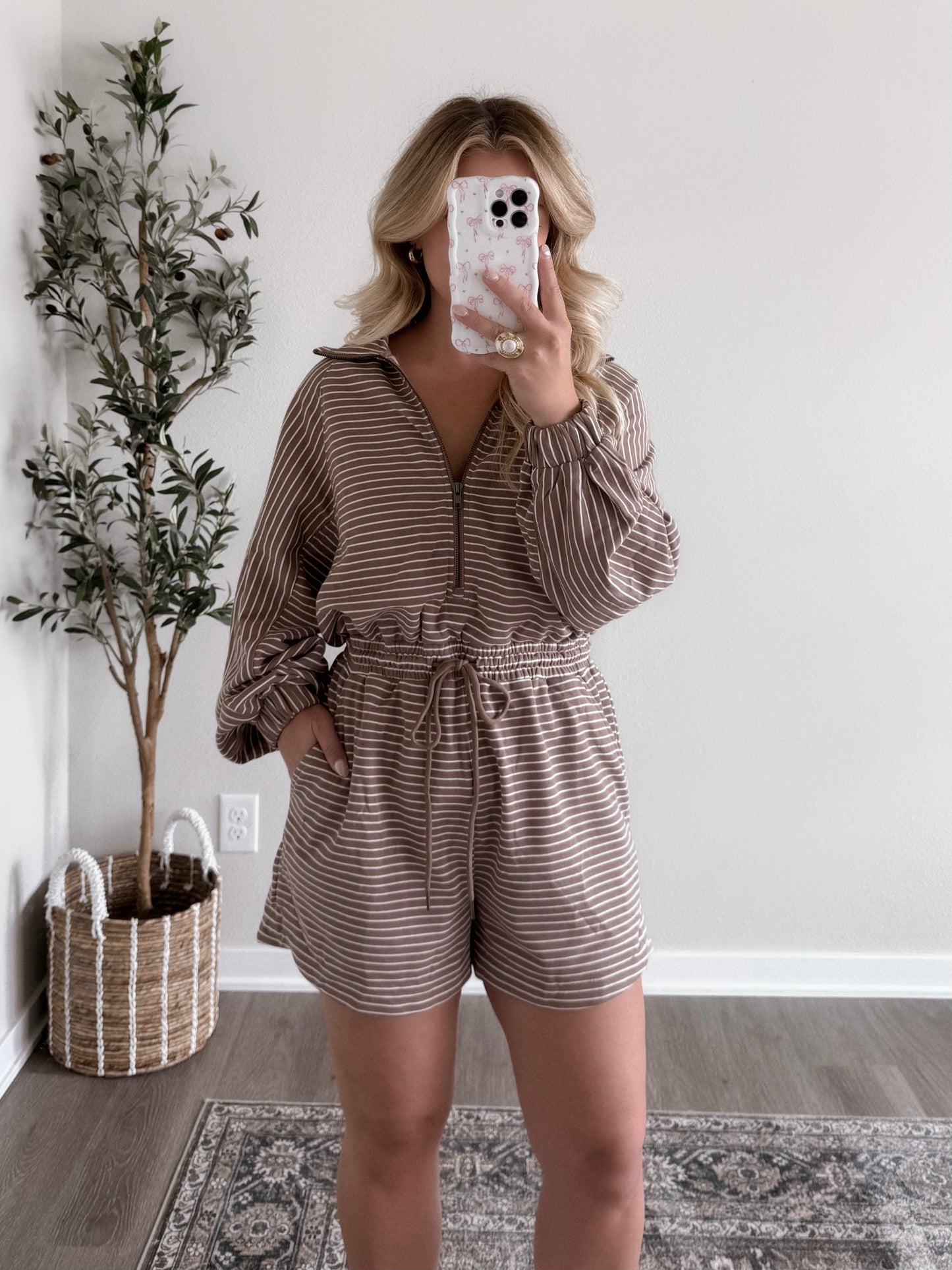 Morning Mocha's Striped Romper