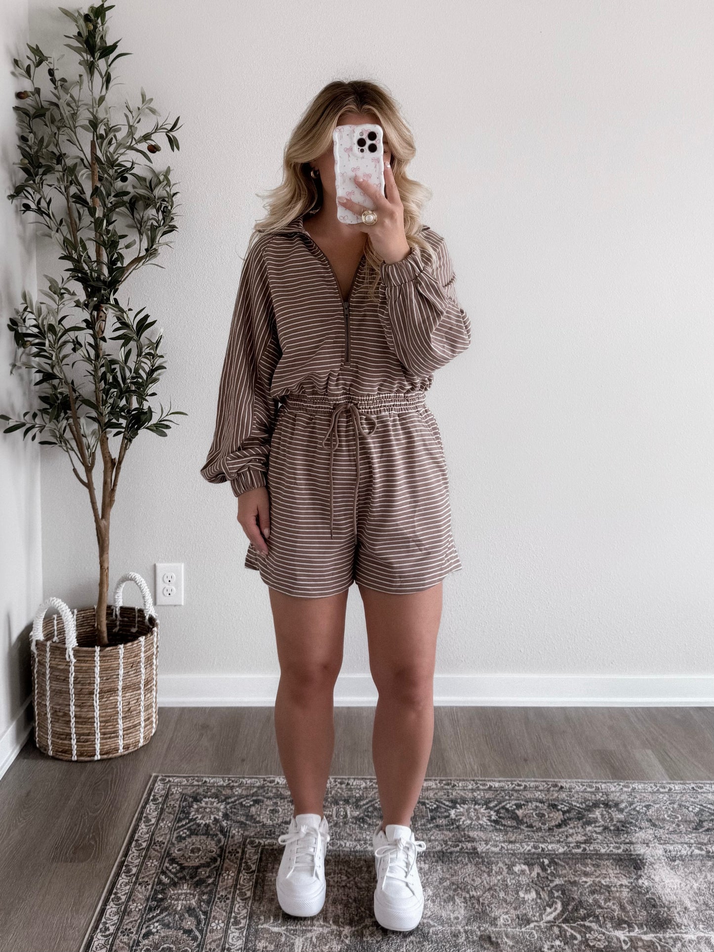 Morning Mocha's Striped Romper