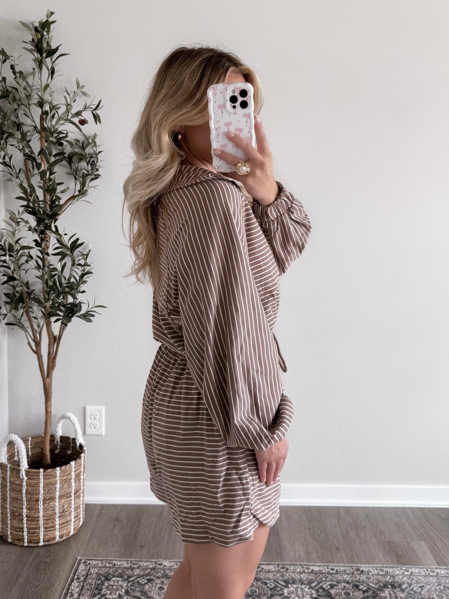 Morning Mocha's Striped Romper