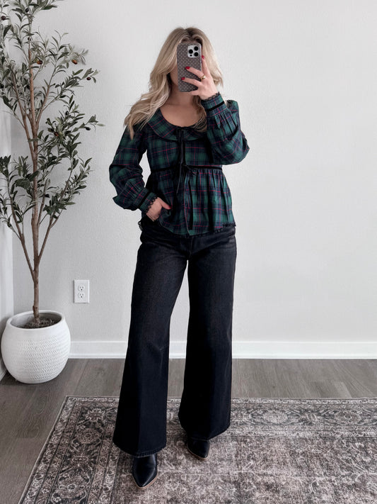 Velvet Evergreen Plaid Top Final Sale