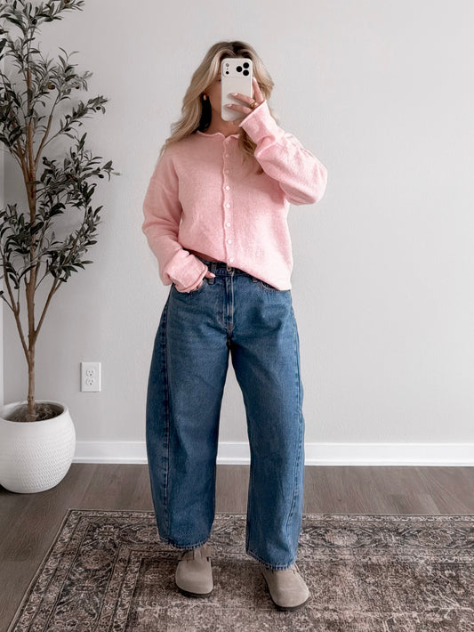 Augie Knit Button Cardigan / Sherbet