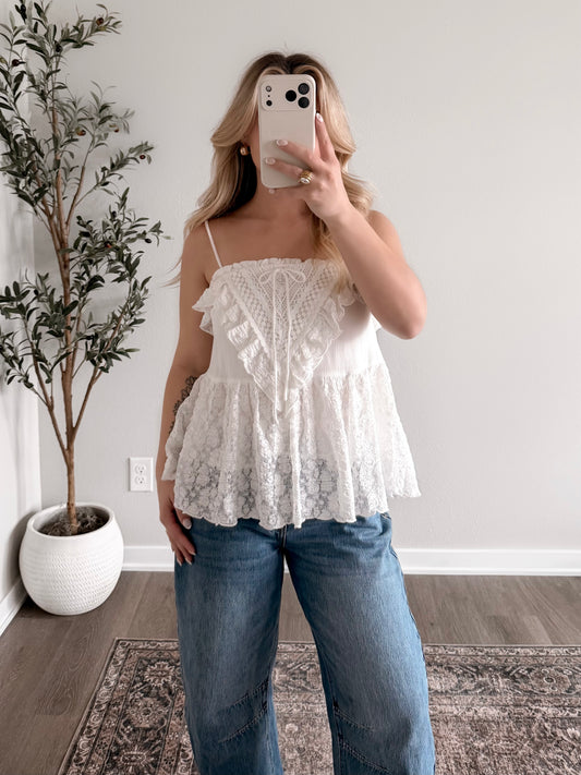 Vanilla Cream Lace Babydoll Top