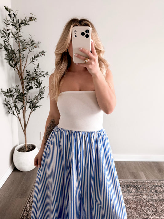 Beach House Striped Midi Dress