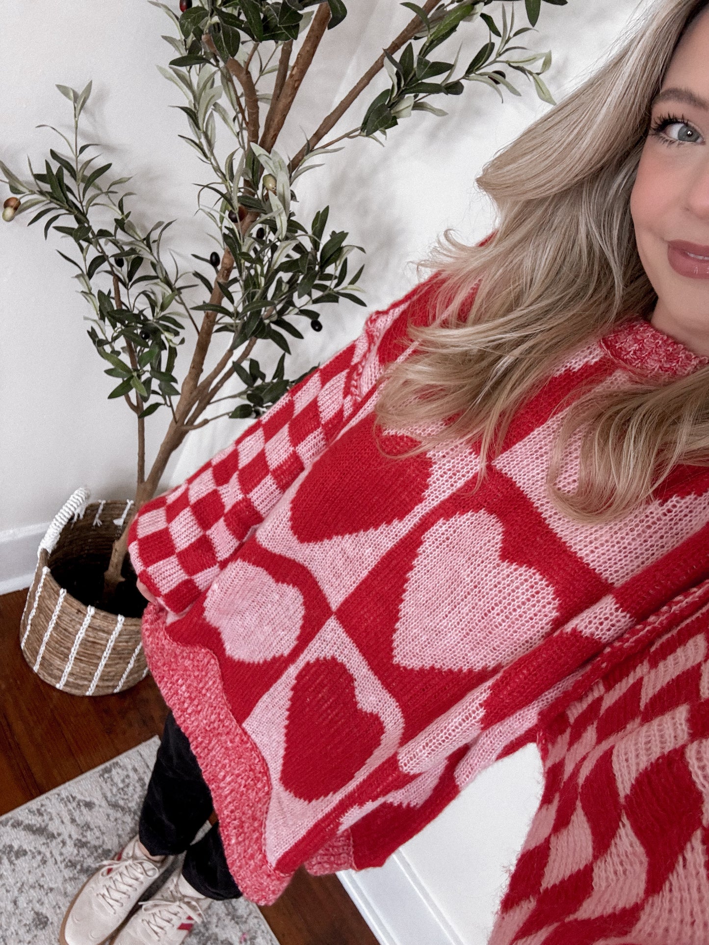 Valentine Checkered Oversized Sweater Final Sale