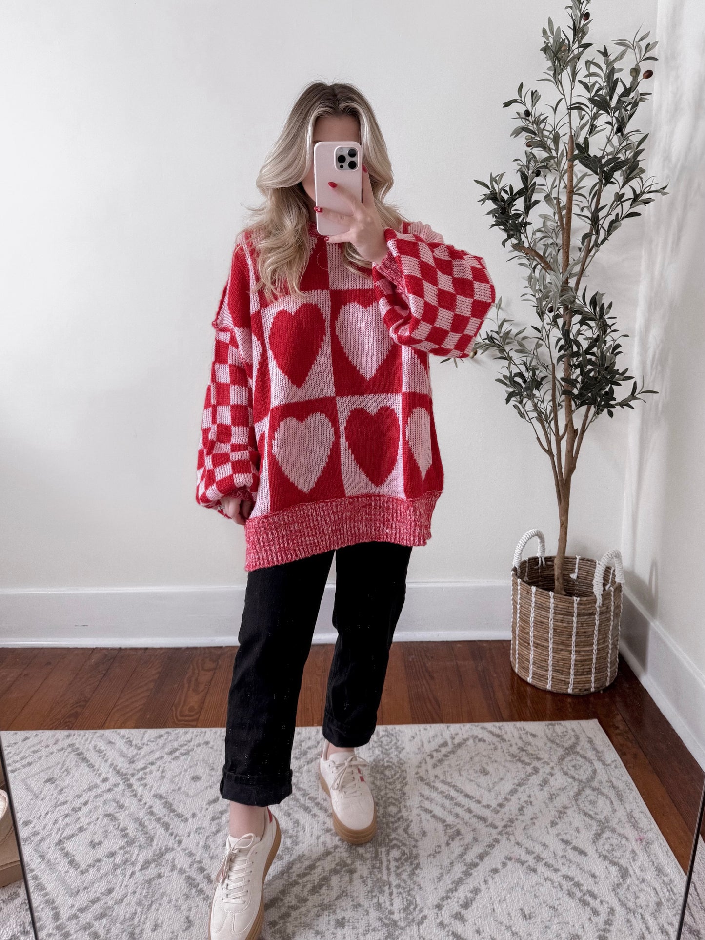 Valentine Checkered Oversized Sweater Final Sale