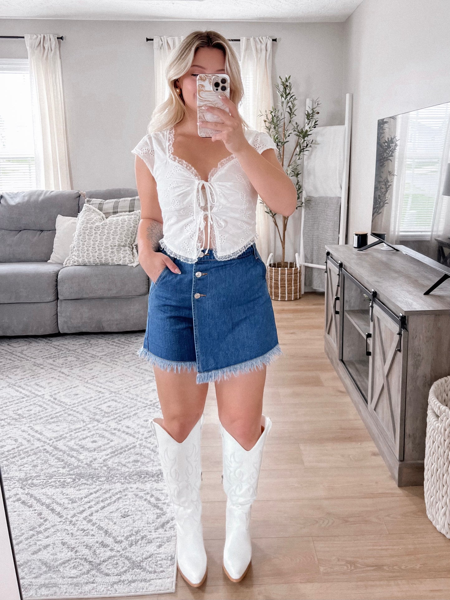Bryant Denim High Waisted Skort Final Sale