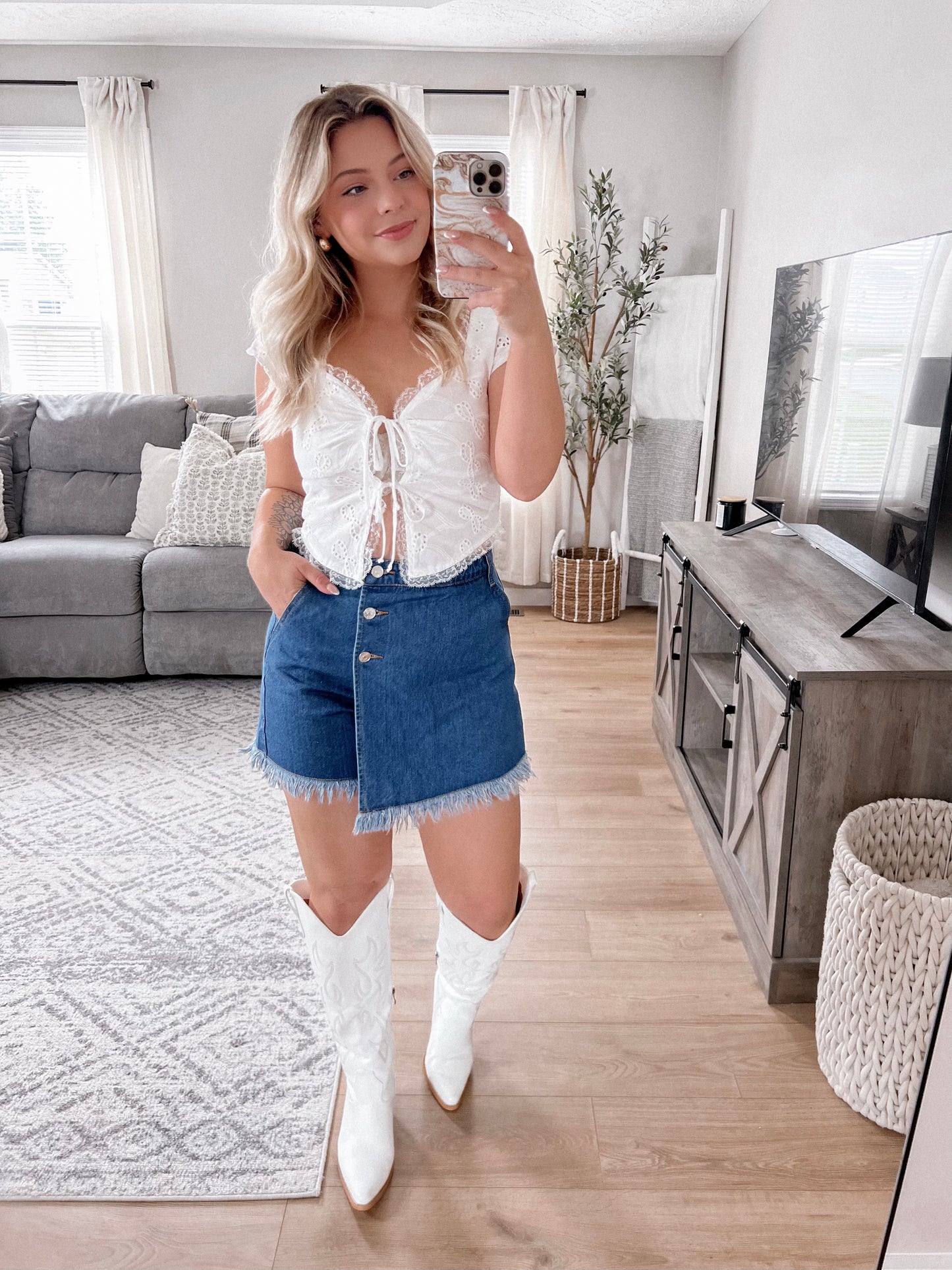 Bryant Denim High Waisted Skort Final Sale