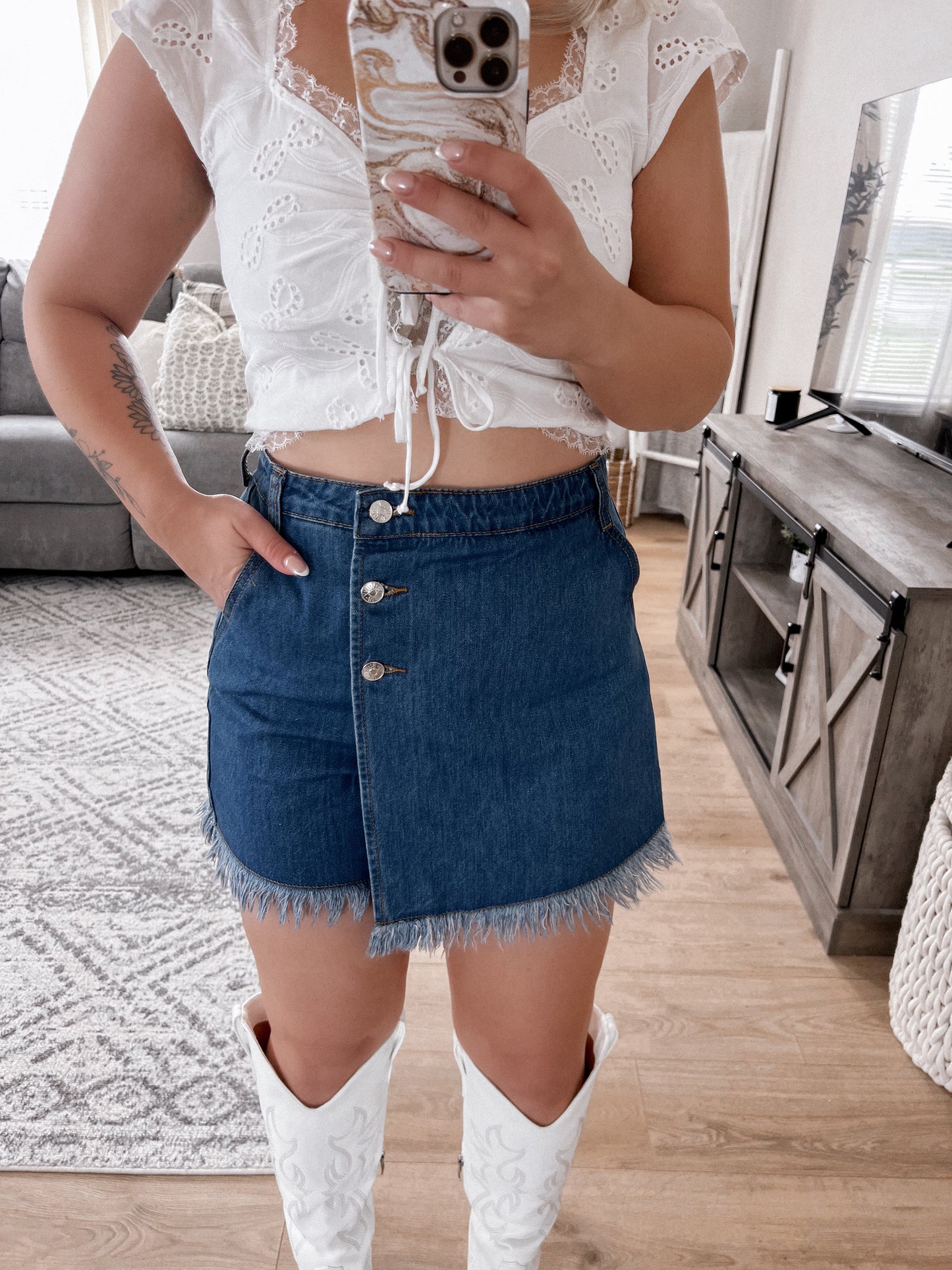 Bryant Denim High Waisted Skort Final Sale