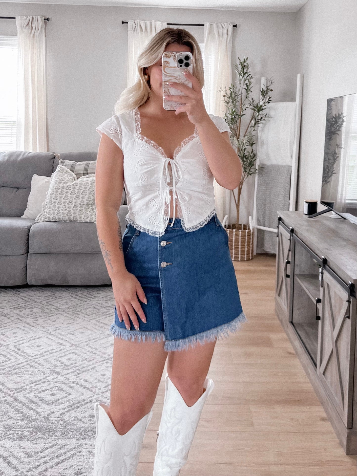Bryant Denim High Waisted Skort Final Sale