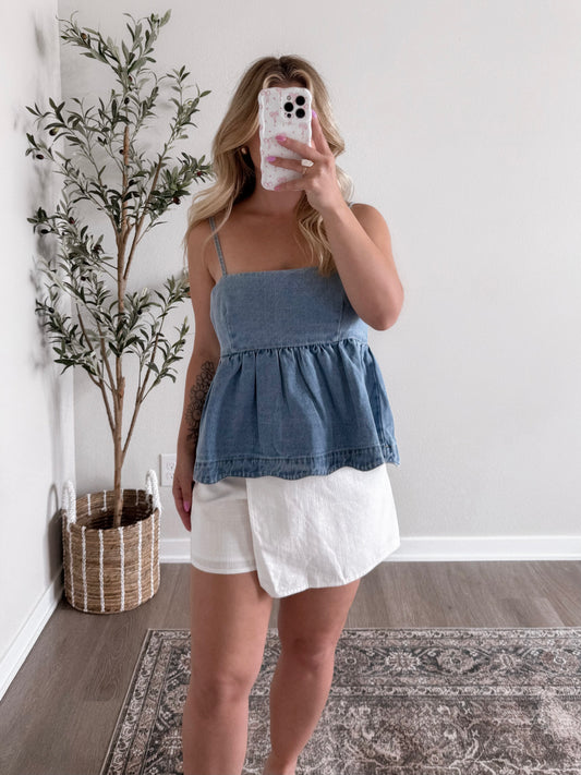 Darling Denim Babydoll Top Final Sale