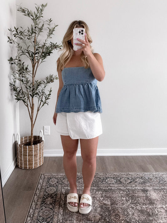 Darling Denim Babydoll Top Final Sale