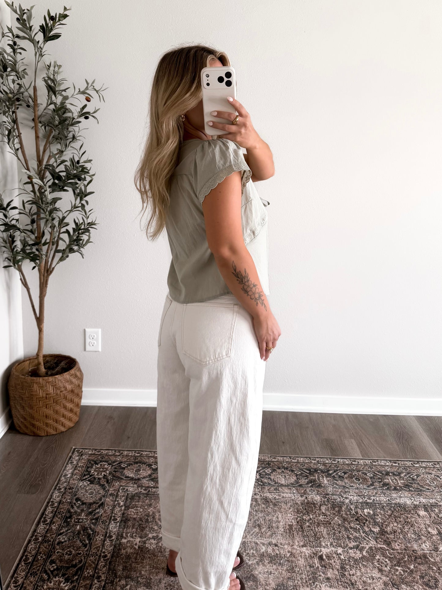 Unwritten Tie Lace Top / Sage