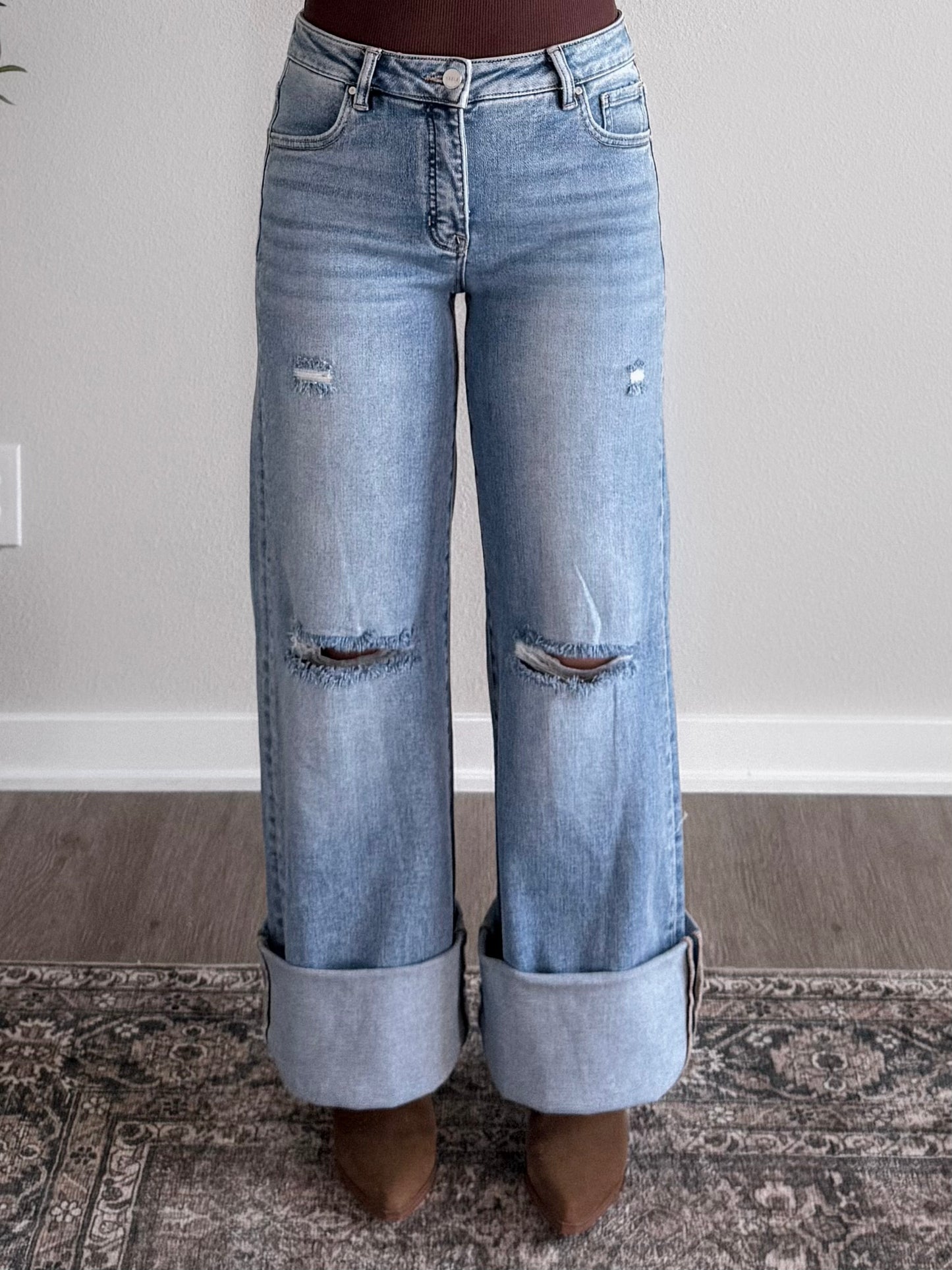 Hollis High Rise Wide Cuffed Jeans / Tall Friendly