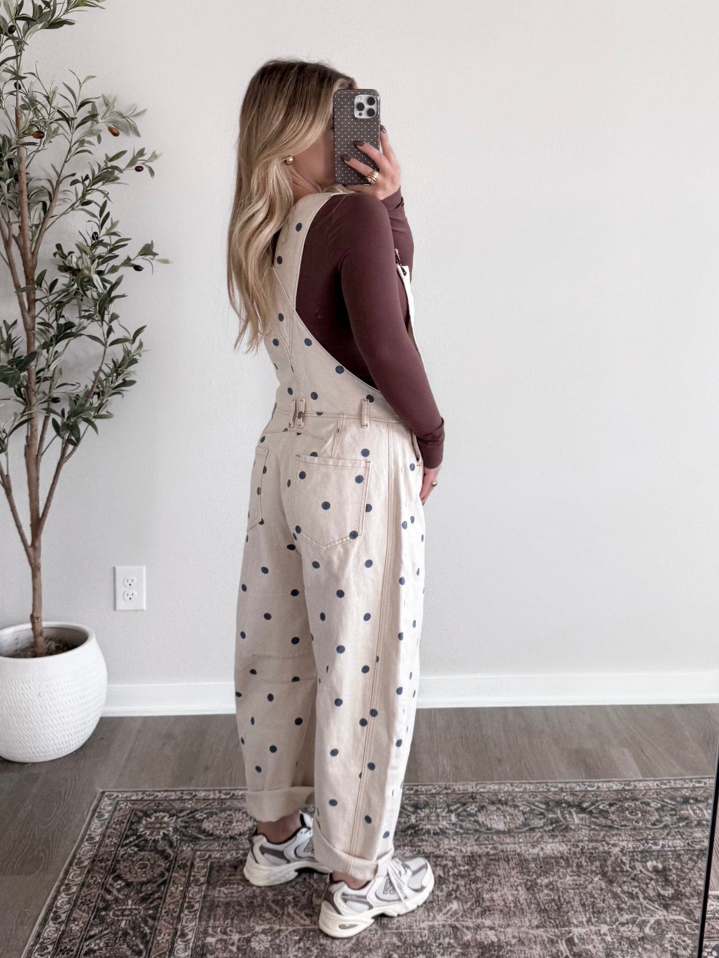 Spotted Barrel Overalls / Cream-Navy