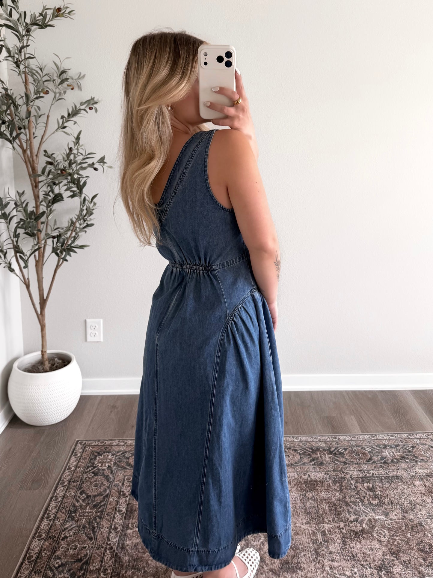 Franklin Square Denim Midi Dress