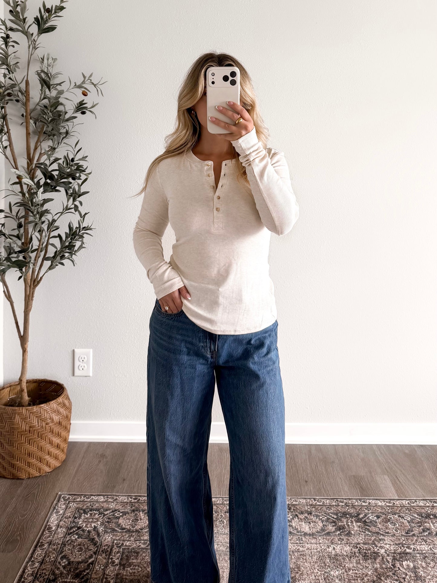 Classic Ribbed Henley / Oat