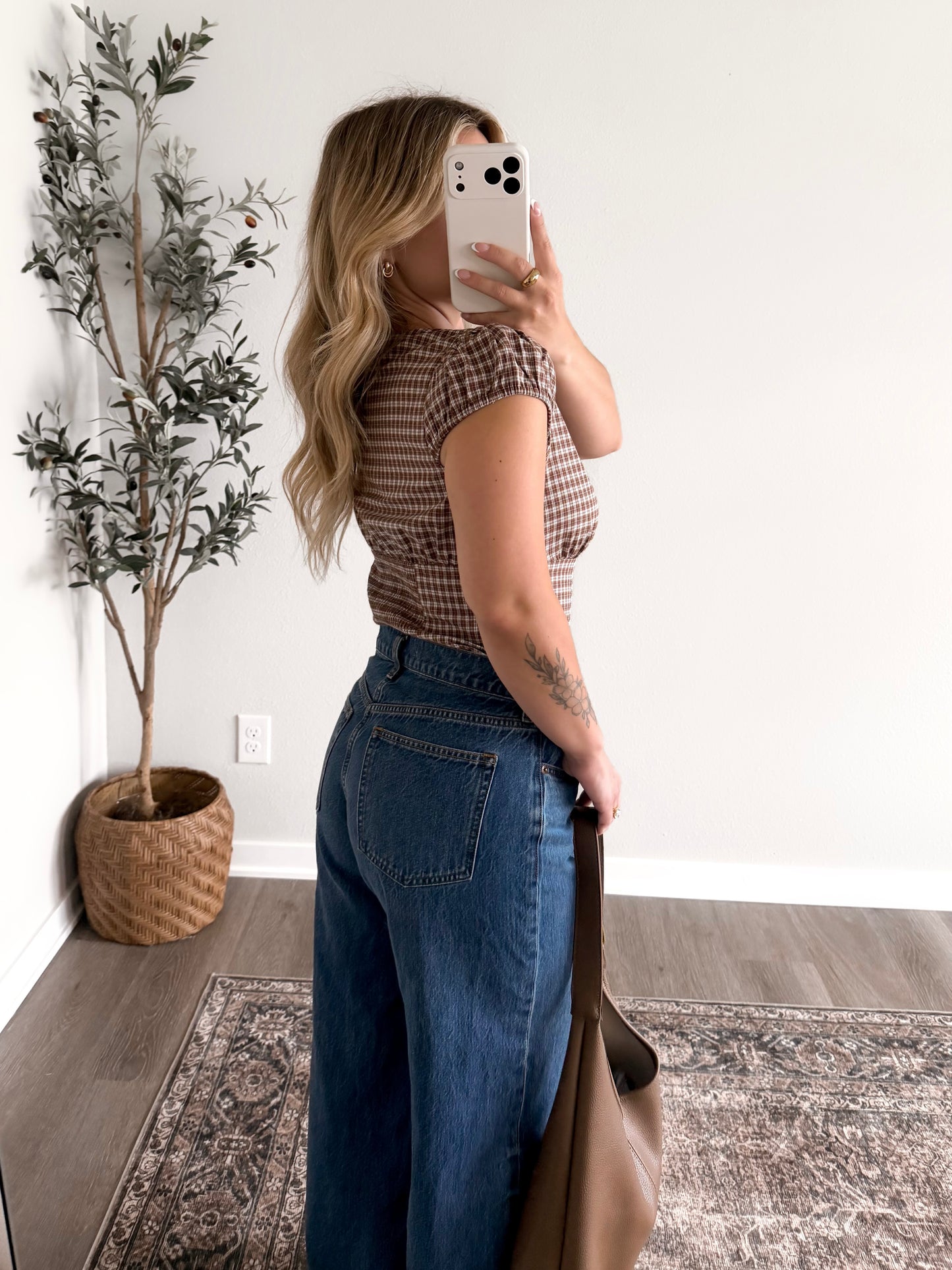 Apple Cider Plaid Button Top