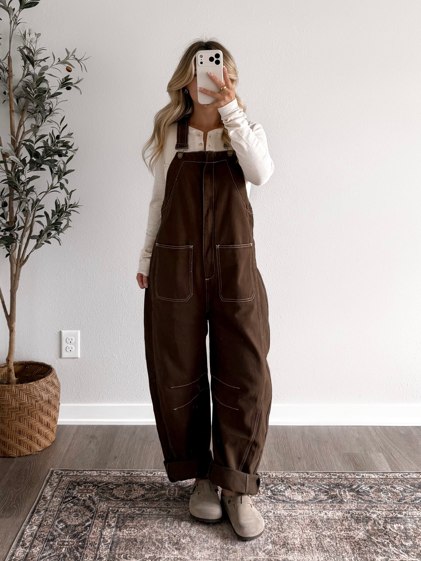 Rome Denim Barrel Overalls / Brown