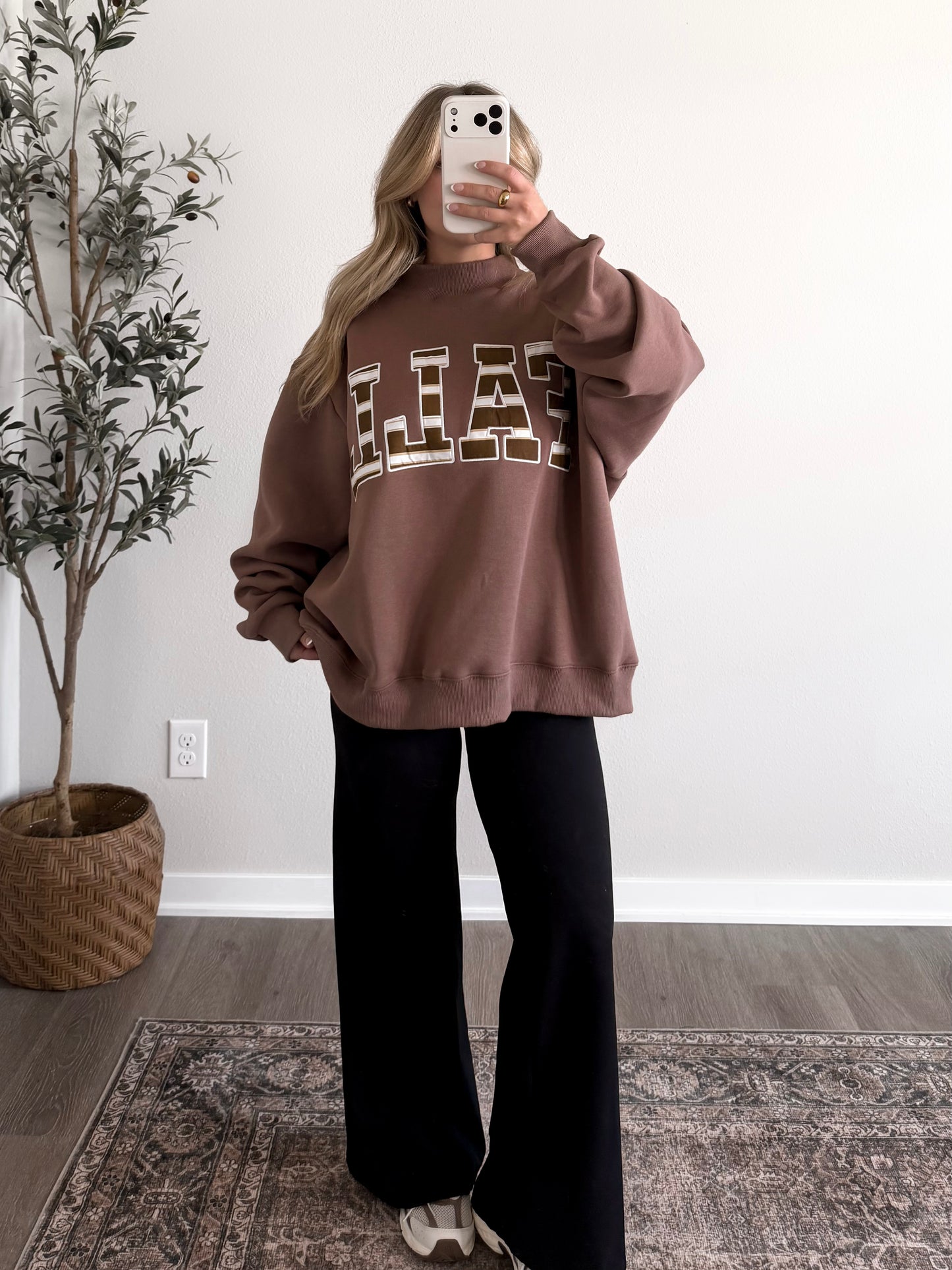 “Fall” Striped Oversized Mockneck
