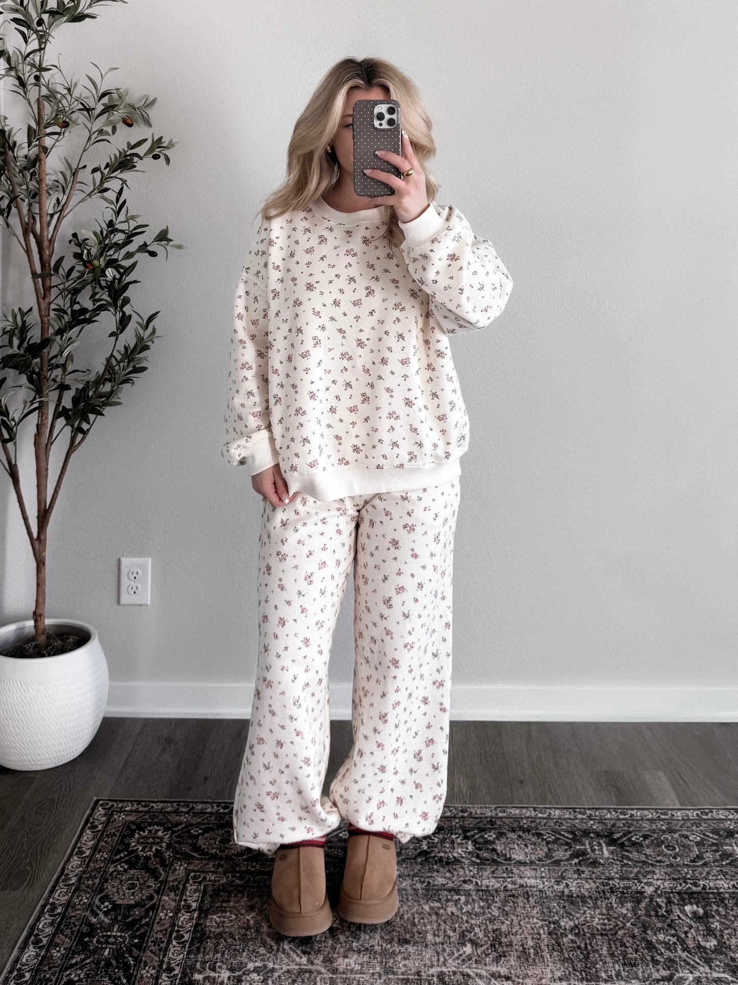 Petals & Cream Floral Sweat Set